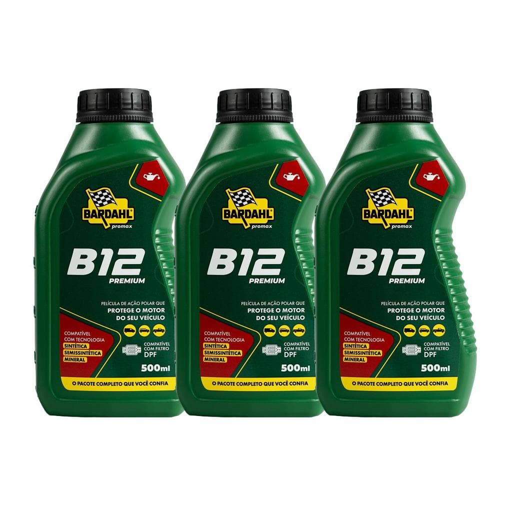 Aditivo Óleo Motor Bardahl B12 Premium 500ml Kit 3 Un.