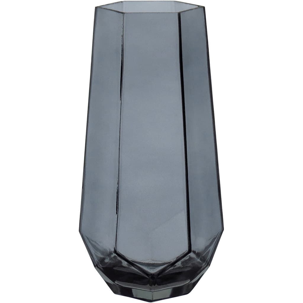 Vaso Decorativo Enfeite Planta Geométrico Vidro 20x7x7cm Fume Flores Suculenta Sala Jardim Casa