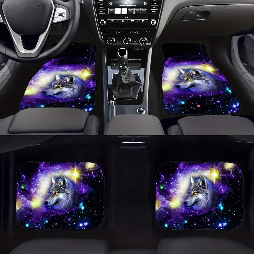 Conjunto Universal de almofadas para pés de carro, Design Starry Sky Wolf, acessórios internos de cobertura total, melho