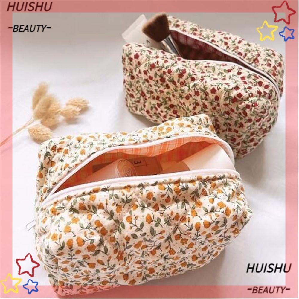Mudar Grande Bolsa Cosmética De Viagem , Organizador De Armazenamento Flor Impressa Floral Inchado Acolchoado Saco De Ma