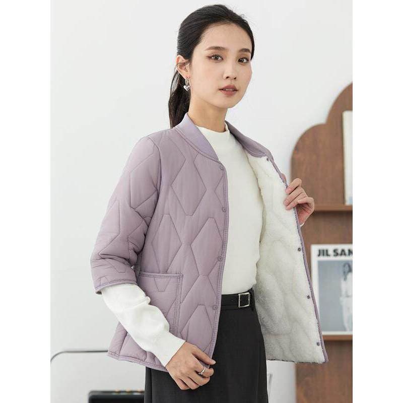 Jaqueta acolchoada feminina estilo curto mais veludo engrossado gola de beisebol roupa interna pequena jaqueta acolchoad