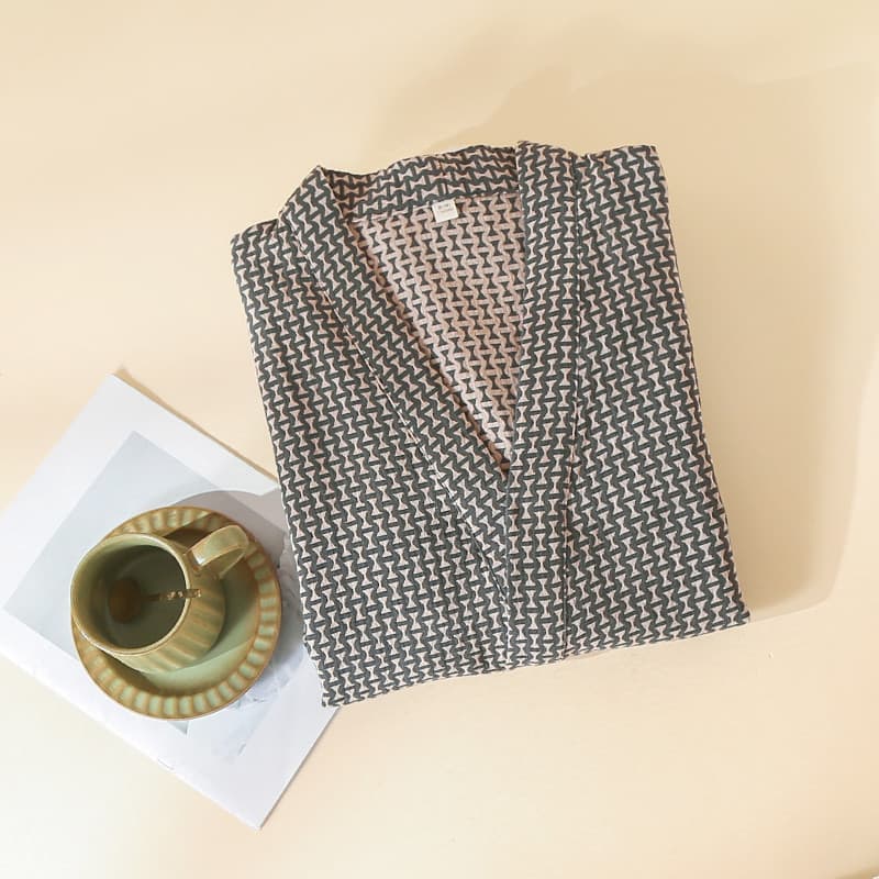 Homens primavera outono puro algodão camisola japonês quimono pijamas banho antigo quatro estações Universal estilo fino