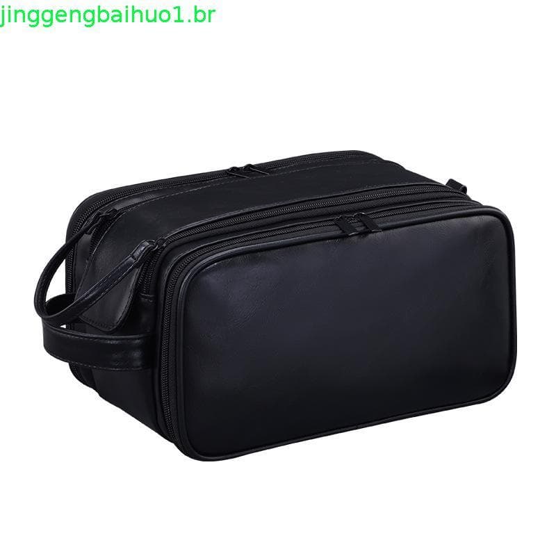 Bolsa De Higiene Pessoal SUQI PU , Maquiagem Masculina Com Vários Bolsos De Couro Organizadora De Lavagem À Prova D'água