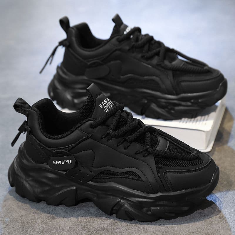 Sapatos masculinos inverno respirável novo Casual preto sapatos esportivos malha de sola grossa aumentado pai trabalho s