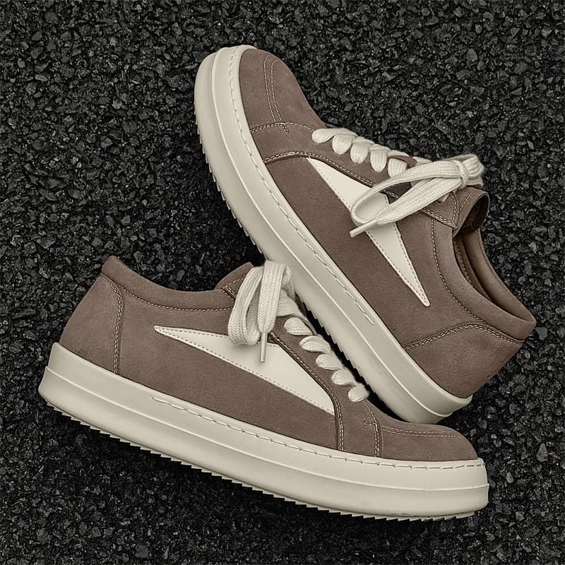 Ro estilo masculino novo baixo-Top camurça cinza americano High Street tênis Retro couro de sola grossa All-Match esport