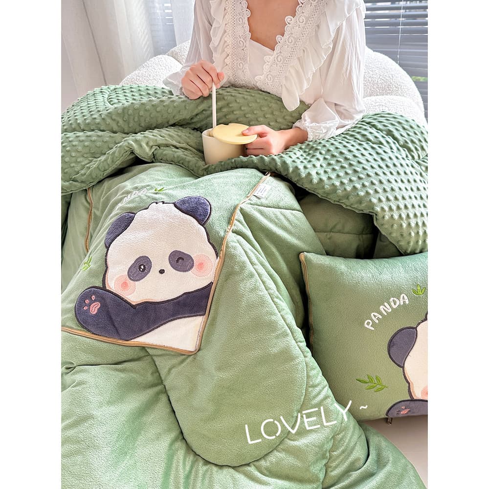 Panda travesseiro colcha dupla utilização meninas Nap travesseiro dobrável engrossado cobertor dois-em-um almoço pausa t