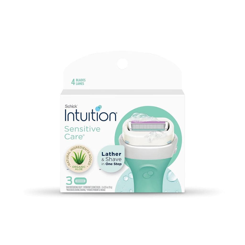 Refis de Lâmina de Barbear Feminina Schick Intuition para Pele Sensível com Vitamina E e Aloe, Pacote com 1 (3 unidades)