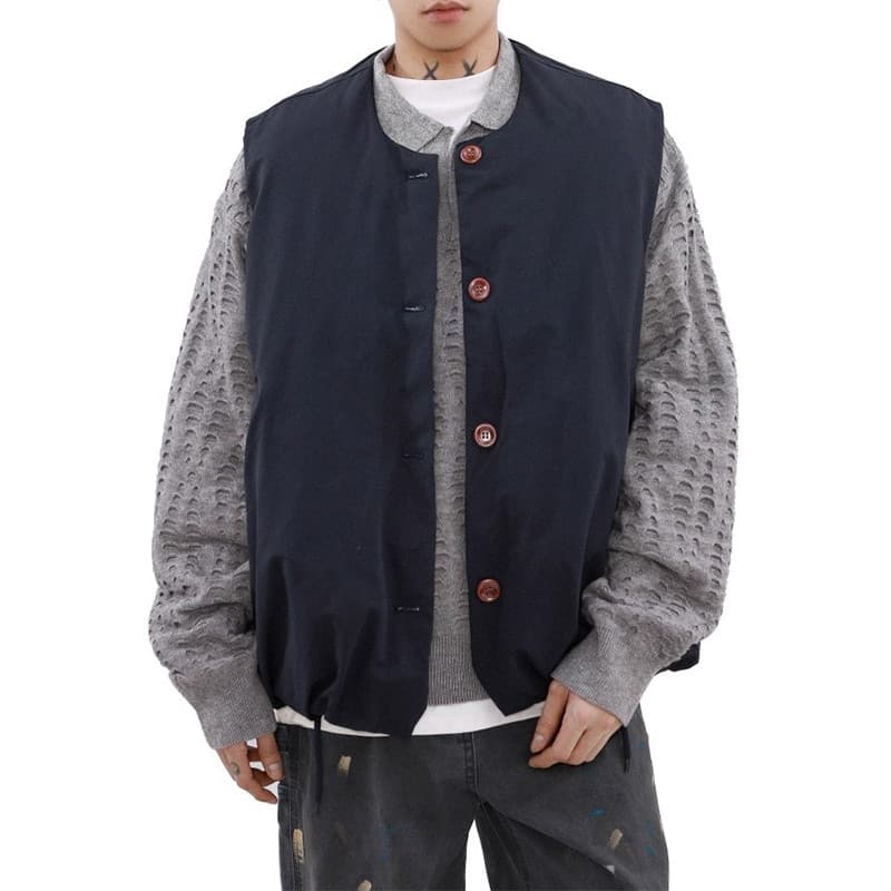 Americano Retro colete japonês cityboy algodão colete masculino outono inverno sem mangas colete jaqueta casaco de algod