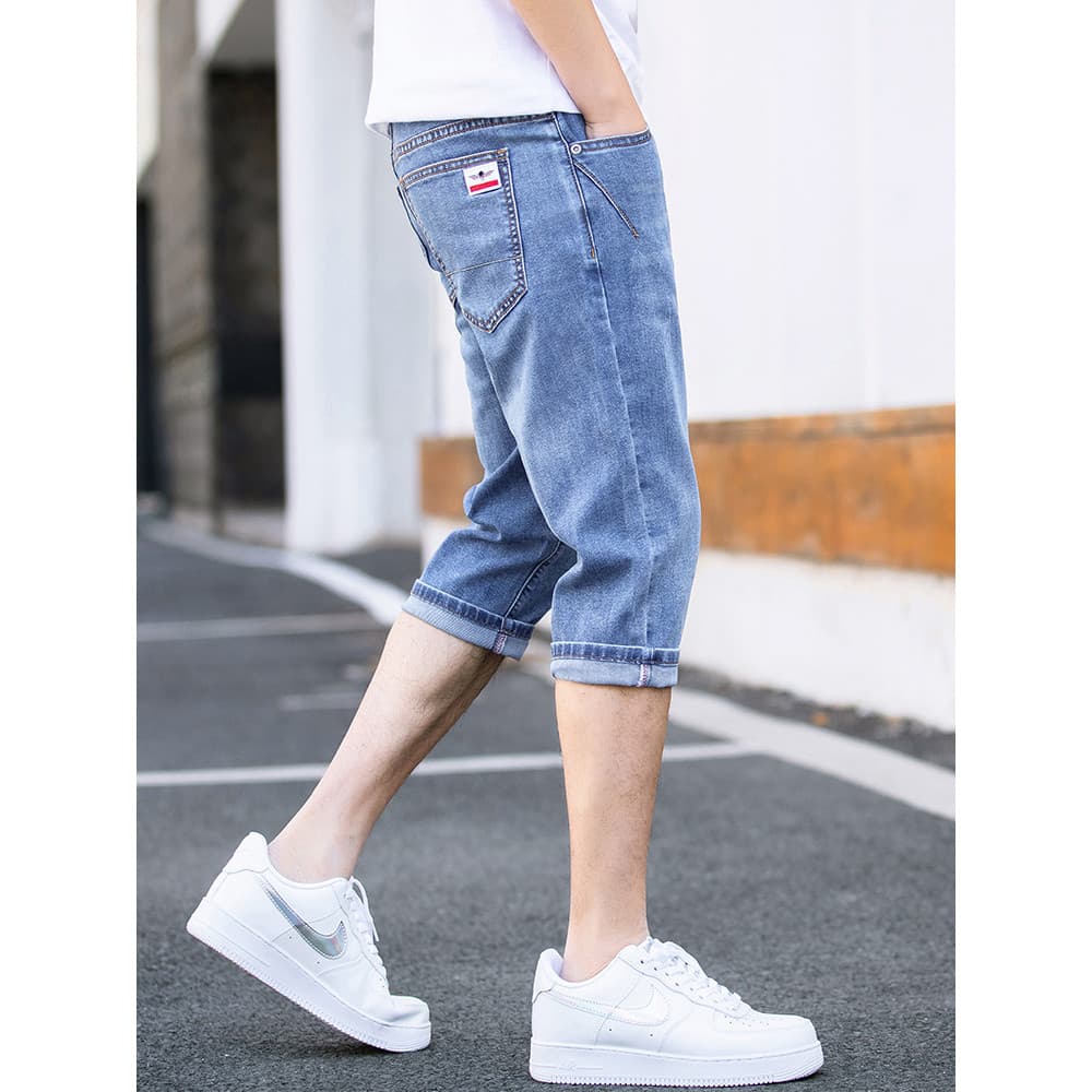 Calças cortadas masculinas Shorts Jeans verão estilo fino verão calças de 7 pontos Jeans de seis pontos 2026 novo estilo