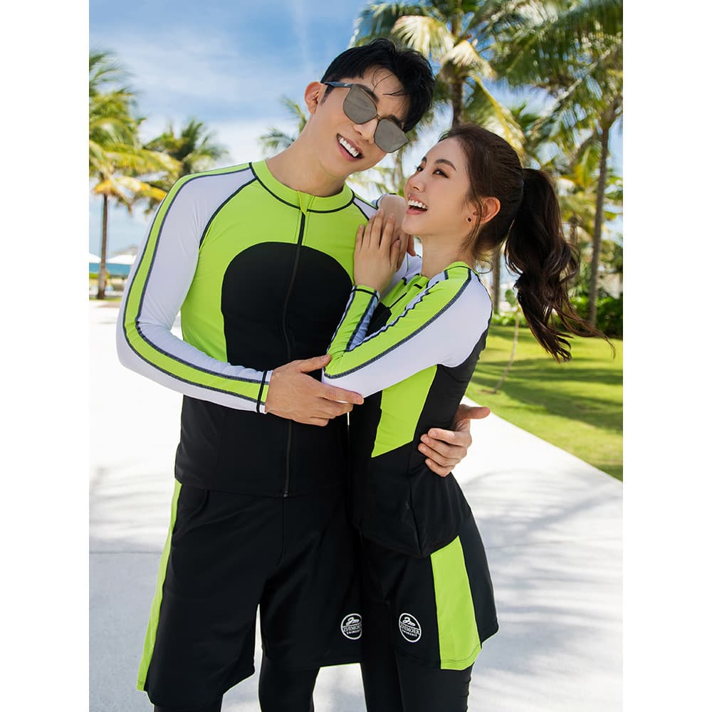 Casal maiô feminino dividir calças de manga comprida protetor solar de secagem rápida mergulho maiô primavera quente ter