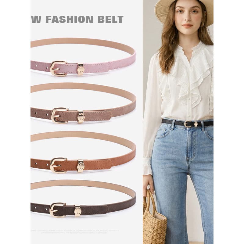 Simples versátil cinto fino feminino vestido decorativo terno acessórios sentir Macaron cor cinto estreito pino fivela