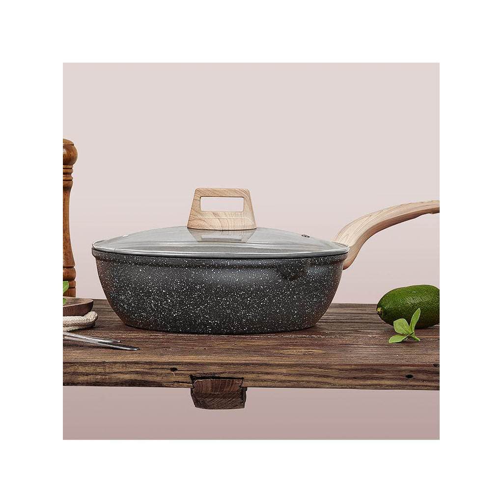 Britânico Mingjue pedra médica antiaderente pan wok frigideira doméstica wok fogão de indução fogão a gás utensílios