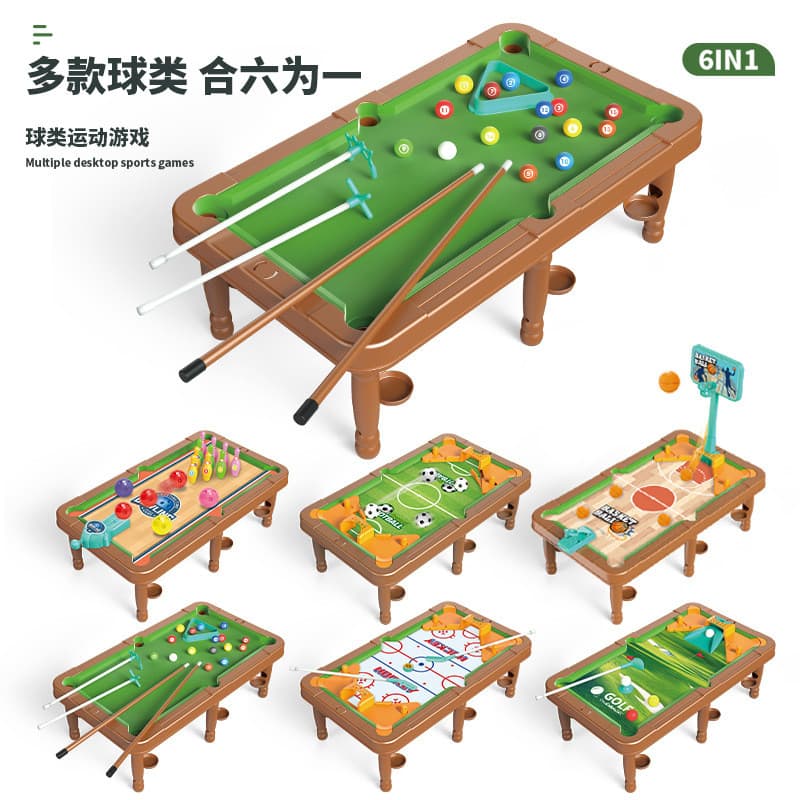 Mesa de bilhar com método multiplay para crianças transfronteiriças seis em um jogo de tabuleiro multifuncional brinqued