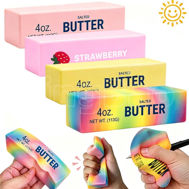 1-4 Pçs Manteiga Vara Brinquedo Mole Lento Subindo Barra De Tijolo Anti Estresse Liberação Mão Relaxar Presente