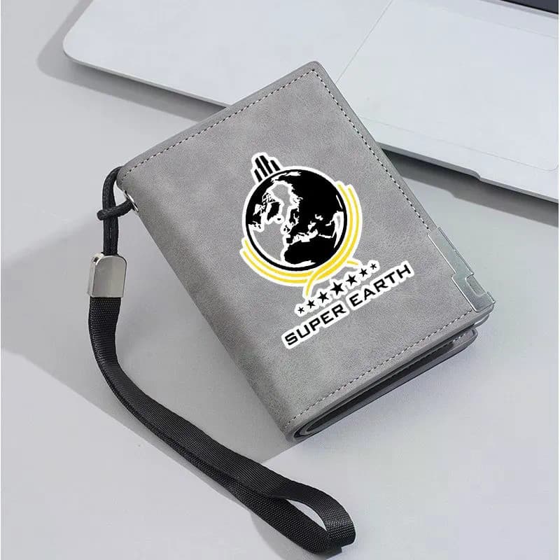 Carteira De Couro Impressa Helldivers 2 Super Earth , Compartimentos Para Vários Cartões , Bolsa De Moedas Com Zíper , P