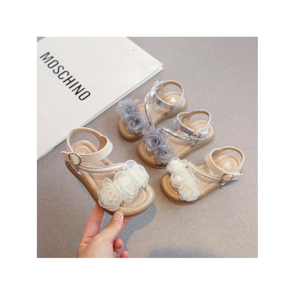 Bebê menina moda flor sandálias 2026 verão novo estilo versão coreana princesa dedo do pé aberto sapatos de praia crianç