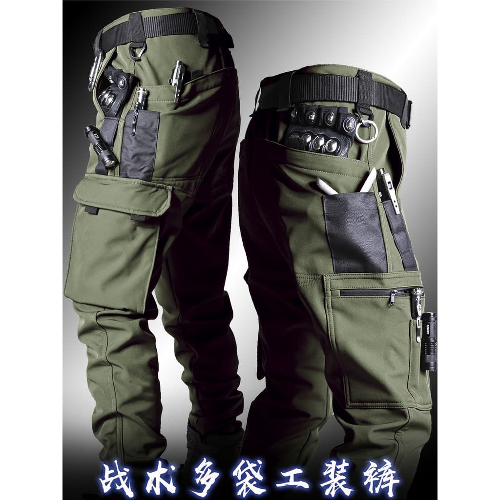 Exército verde militar Mini calças de treinamento velo ao ar livre Multi-bolso macacão masculino inverno à prova dwaterp