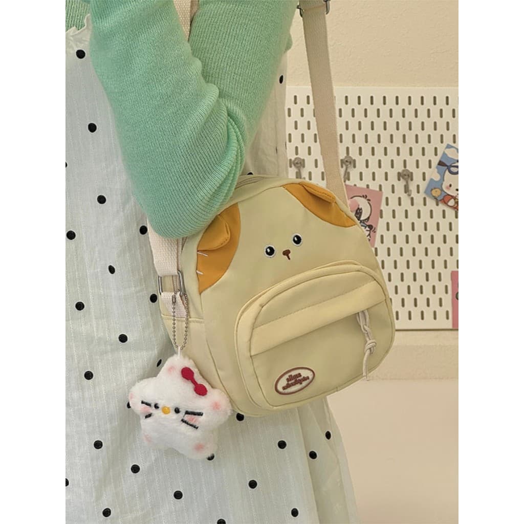 Verão Crossbody pequeno saco feminino 2024 novo estilo ins japonês bonito dos desenhos animados gatinho saco do telefone