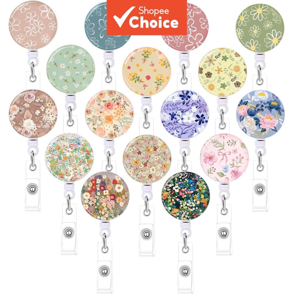 Bonito 8 Pcs/16 Carretéis De Crachá De Flores Porta-Crachás De Identificação Retráteis Clipe Retrátil Em Massa Com Cordã