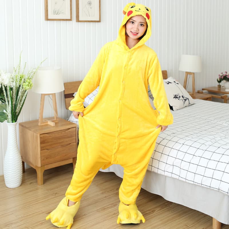 Conjunto De Pijama De Natal Kigurumi Adultos Pikachu Onesie – Pijamas Unissex De Pelúcia Macia Com Capuz , Perfeito Para