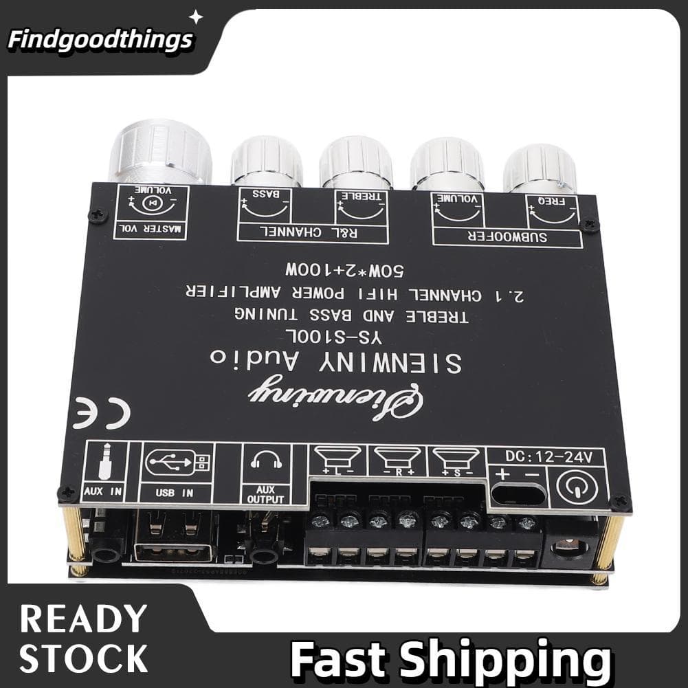 findgoodthings-br Placa amplificadora de áudio inteligente, subwoofer de 2.1 canais, potência estéreo para home theater