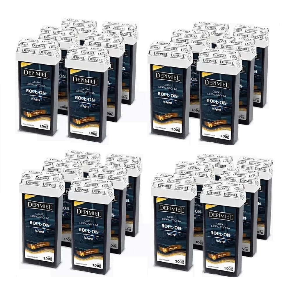 Depimiel Cera Depilatória Roll-on Negra Kit C/ 24 Unid 100g