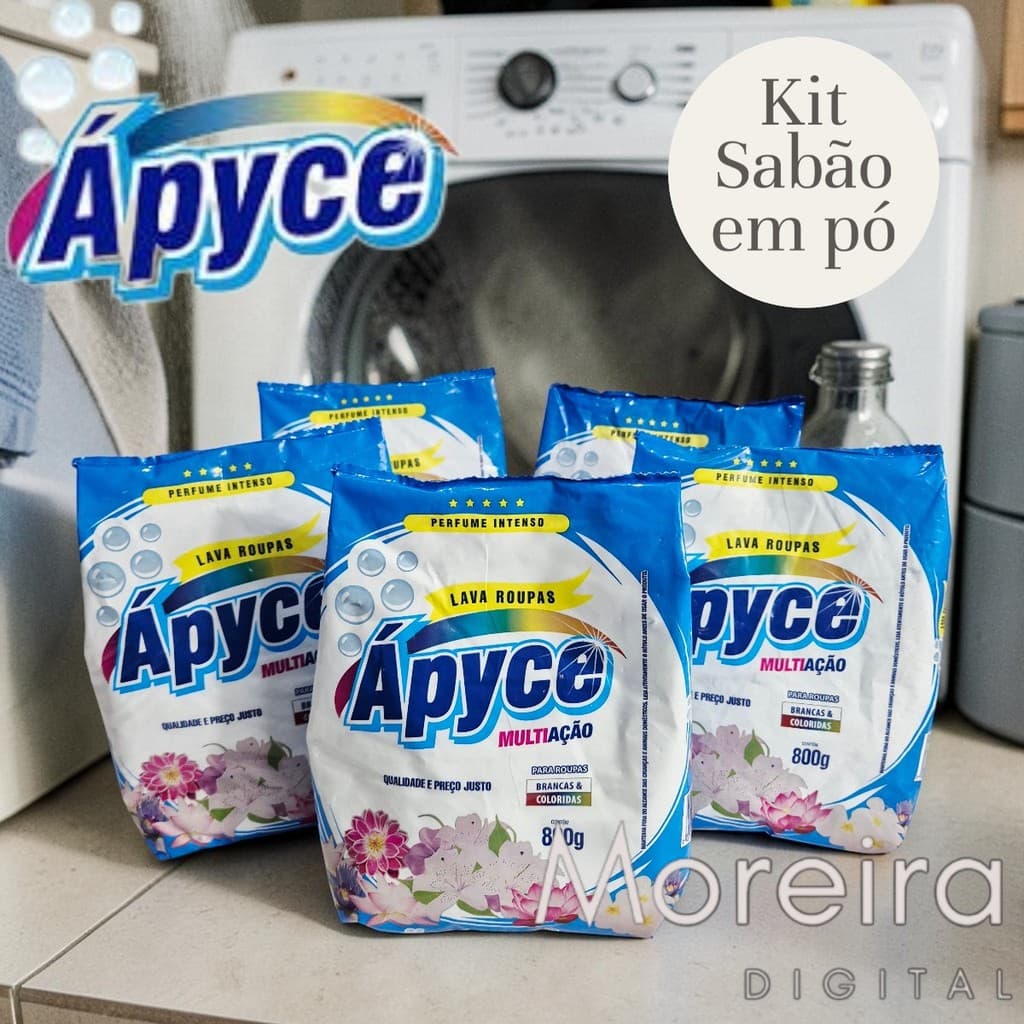Kit Sabão em pó Apyce 800g cada Lava Roupas em Pó - Escolha a quantidade