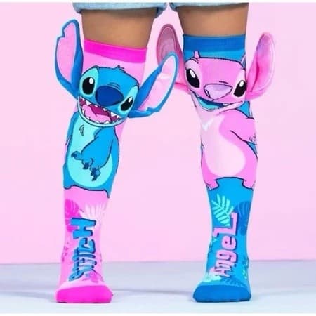 Meia Stich Angel 3D Infantil e Adulto Cano Alto Algodão
