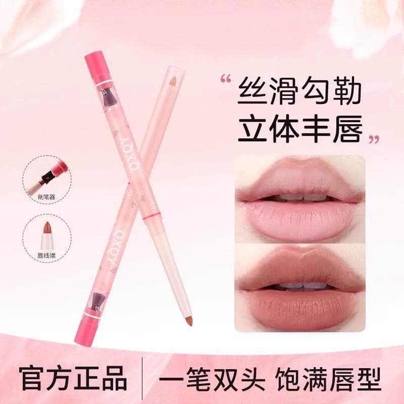 Delineador labial dois em um, à prova d'água, de longa duração, sem desbotamento, caneta batom fosca em formato de lábio