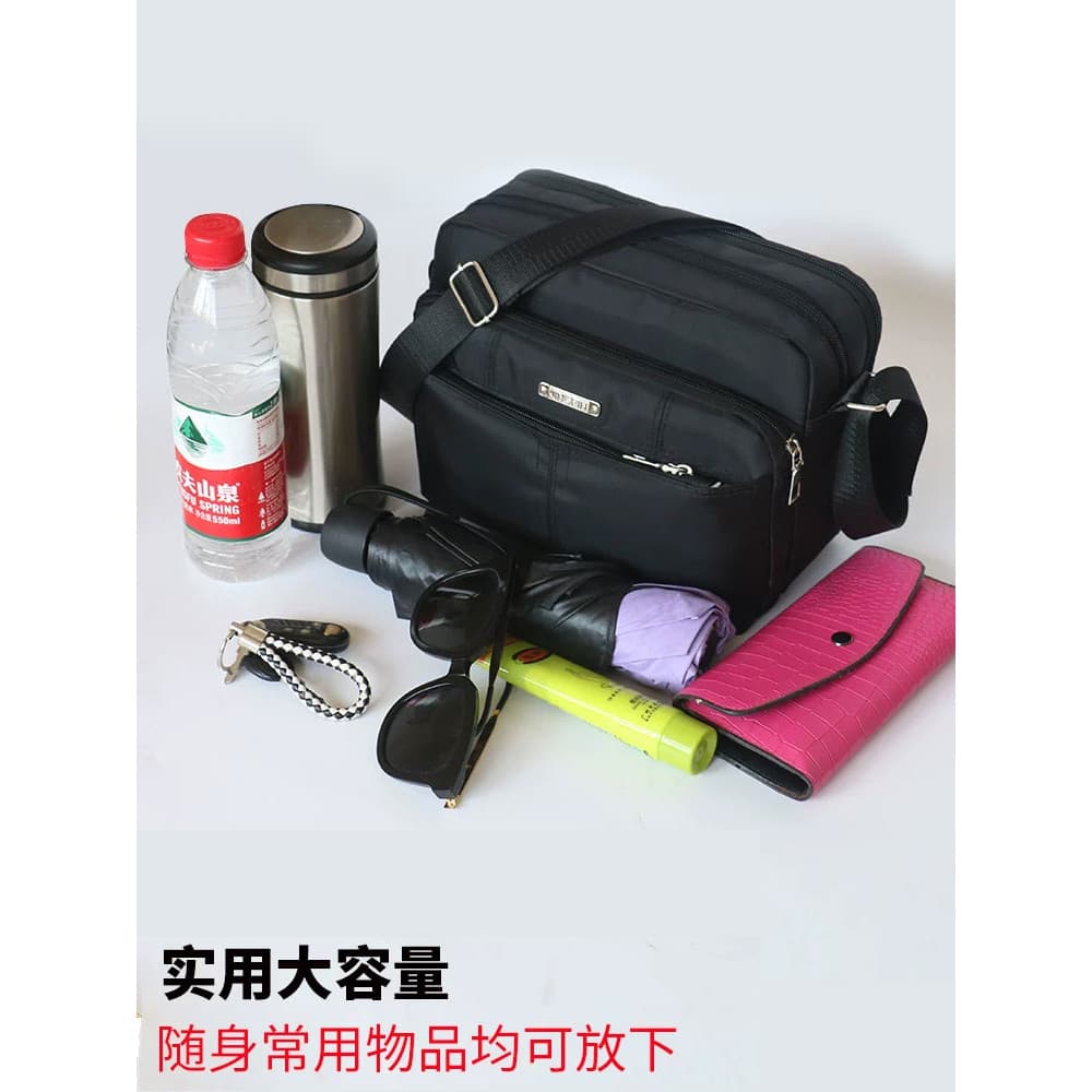Bolsa de ombro com zíper multicamadas, bolsa masculina de pano Oxford, caixa registradora, bolsa mensageiro feminina, ca