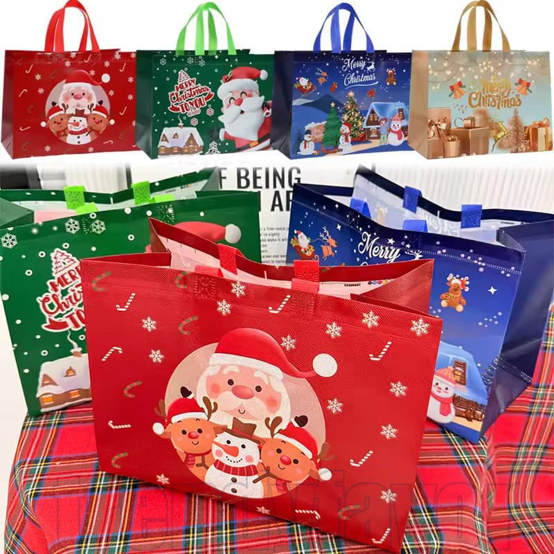 2/10 Unidades de Sacolas de Natal - Sacolas de Compras do Papai Noel para Decoração - Sacola de Embalagem para Presentes