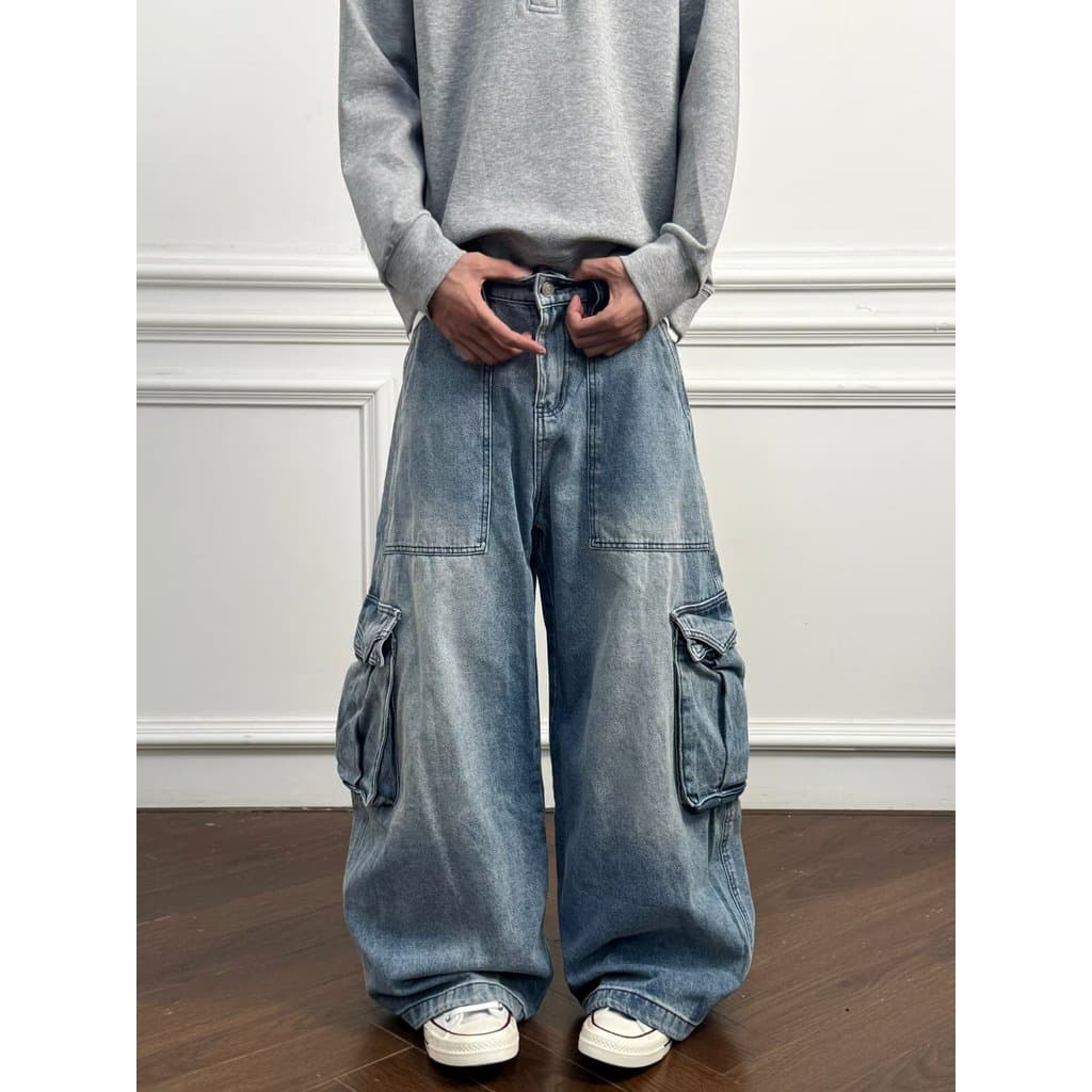 Estilo Hong Kong na moda masculina verão novo estilo 2025 carta única Jeans Hip Hop ins na moda High Street na moda rufi