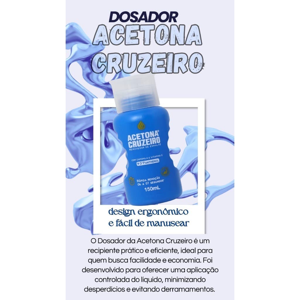 Dosador Porta Acetona Pratico Cruzeiro 150ML Azul Pratico Economico