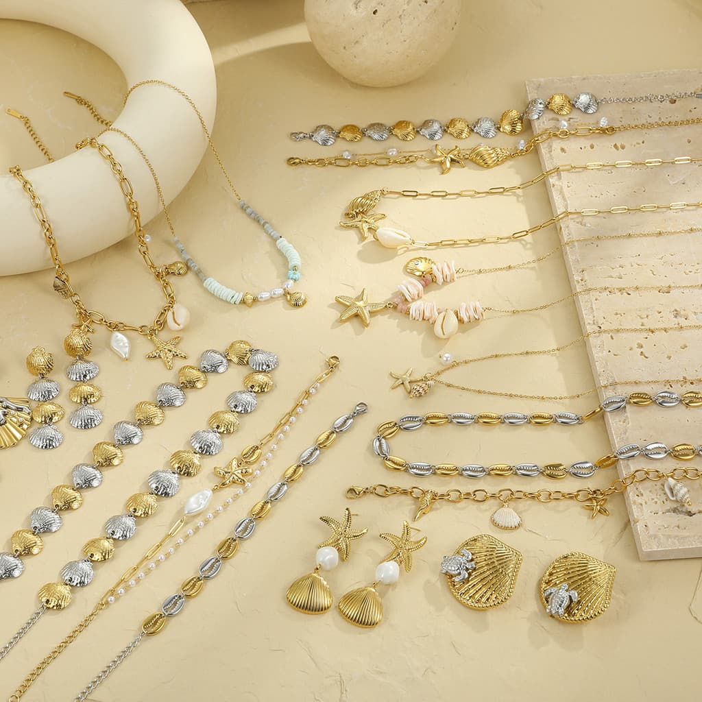 Novo estilo oceano colar pulseira brincos anel combinação nicho coleção moda High-End jóias femininas