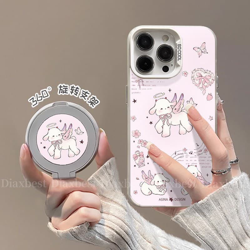 Anjo Cordeiro Adequado para capa de telefone oppoa97 5g Novo estilo a96 giratório A93S suporte a72 fosco a58 cor prata a