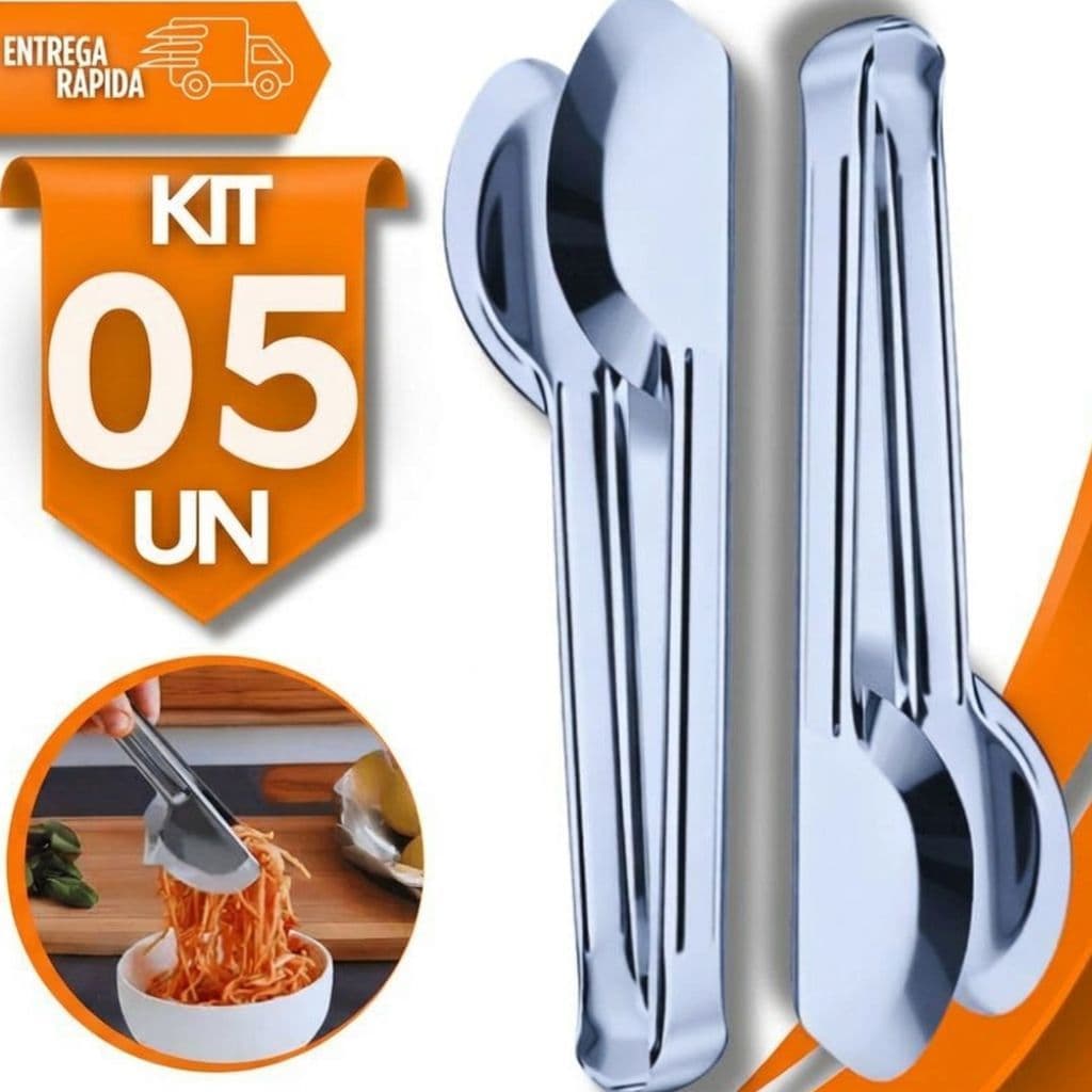 Combo de Pegador Universal Inox Médio 20Cm Pães Bolos Massas Salada Cozinha Restaurante Utensílios Buffet