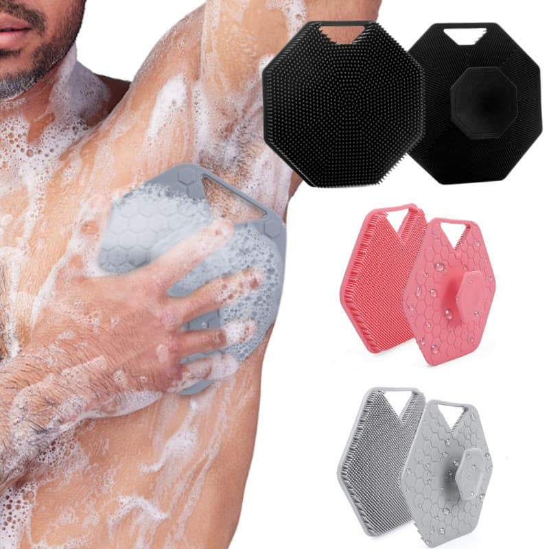 Escova De Banho Poligonal De Silicone Durável/Esfoliante De Limpeza De Parede Portátil Chuveiro/Utensil Antiderrapante C