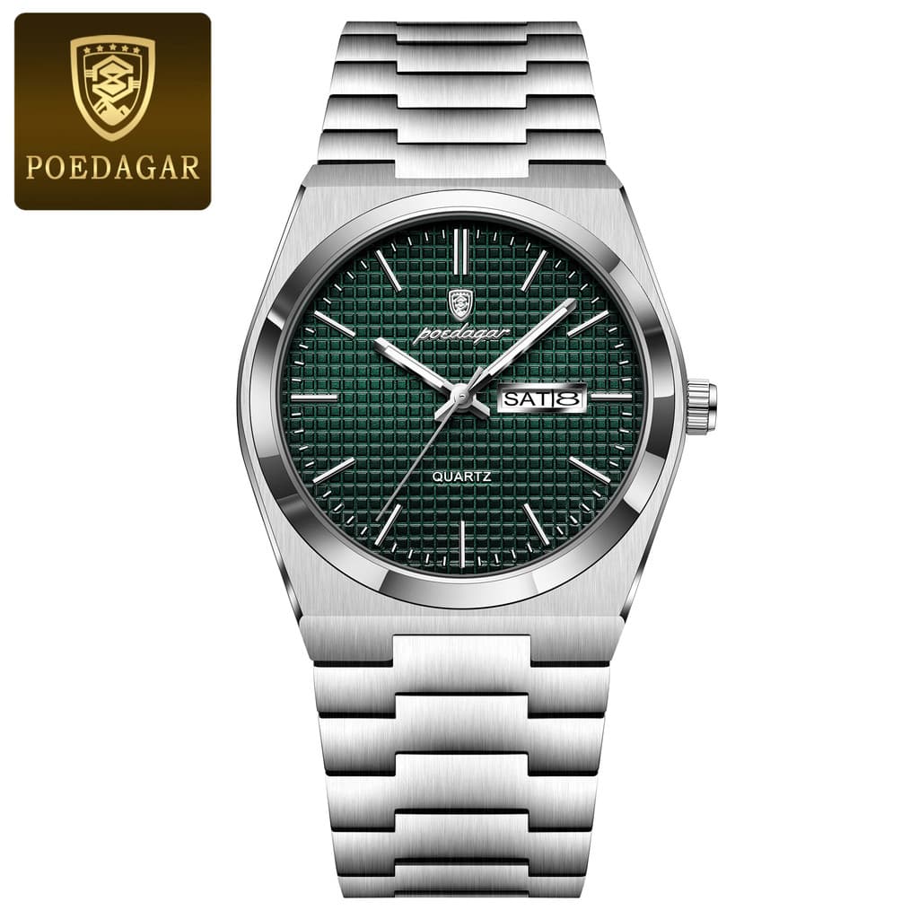 POEDAGAR P821 Luxo Original Homem Relógio À Prova Dwaterproof Água De Aço Inoxidável Luminoso De Pulso Masculino Data Se