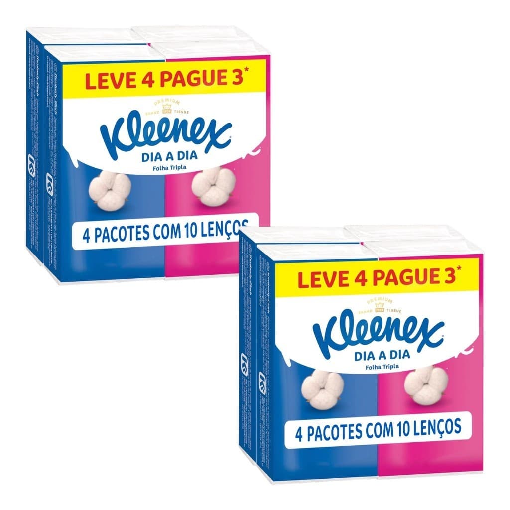 Lenço De Bolso Kleenex Dia A Dia Folha Tripla 8 Pacotes Com 10 Unidades