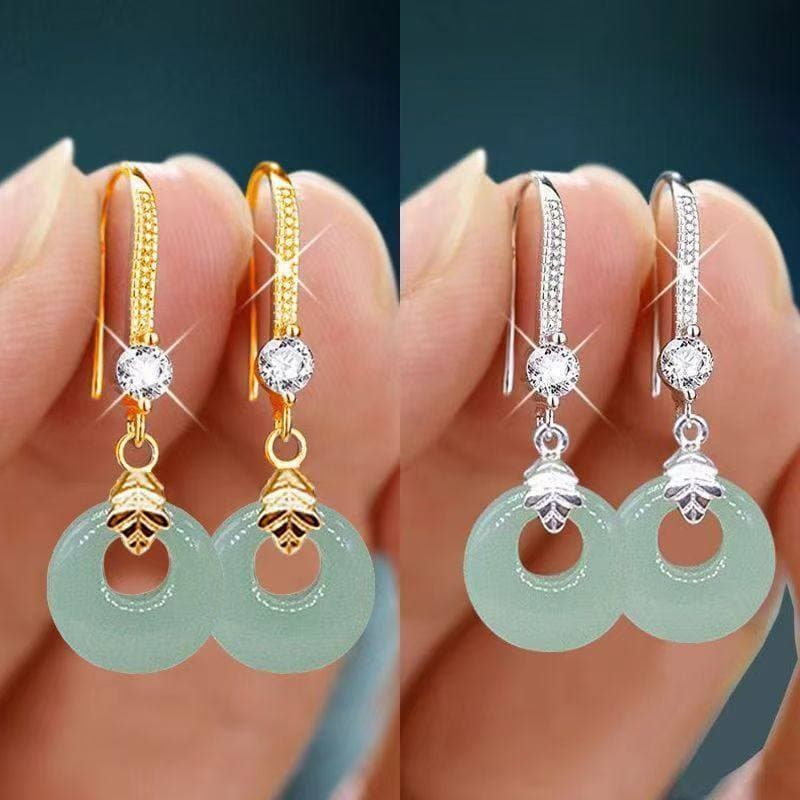 Novo estilo chinês fivela segura Jade novo estilo brincos temperamento longo All-Match brincos Retro luz luxo estilo chi