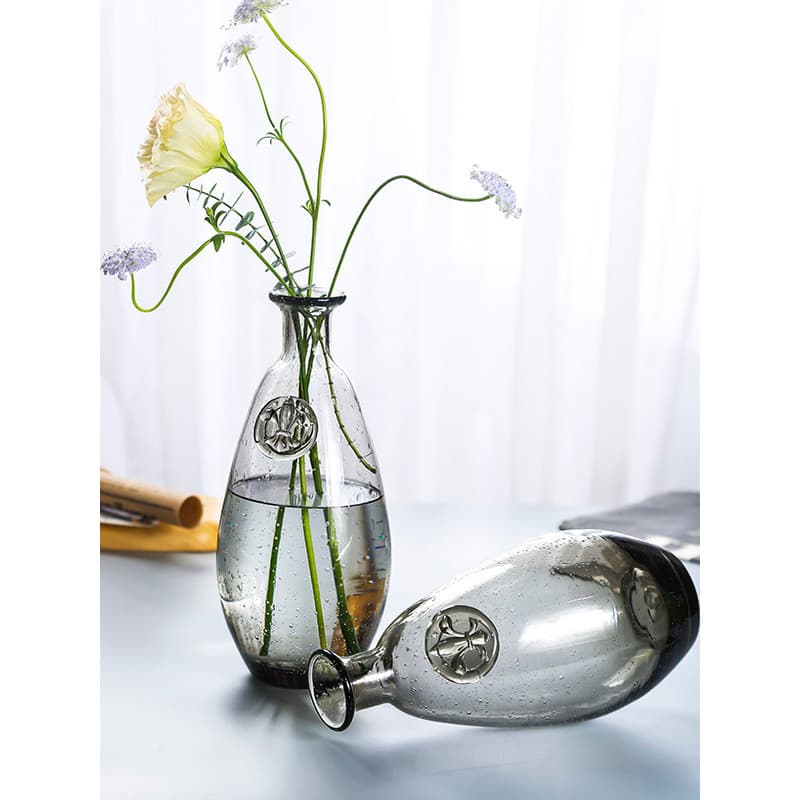 Vaso de vidro ornamentos sala estar arranjo flor vaso simples cultura água fumaça cinza vaso bolha hidropônico flor Vess