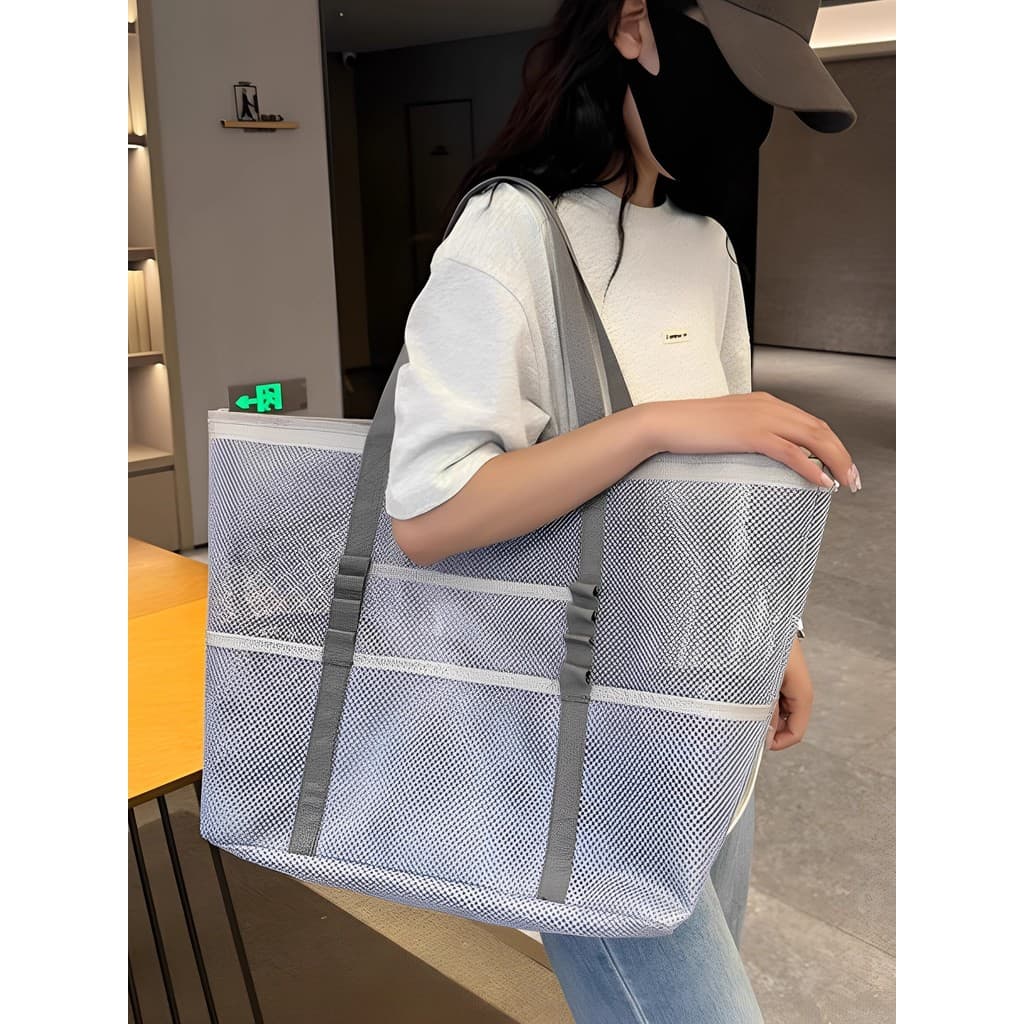 Bolsa de praia para viagem, bolsa oca de malha de grande capacidade, nova, leve, portátil, grande capacidade, bolsa de a