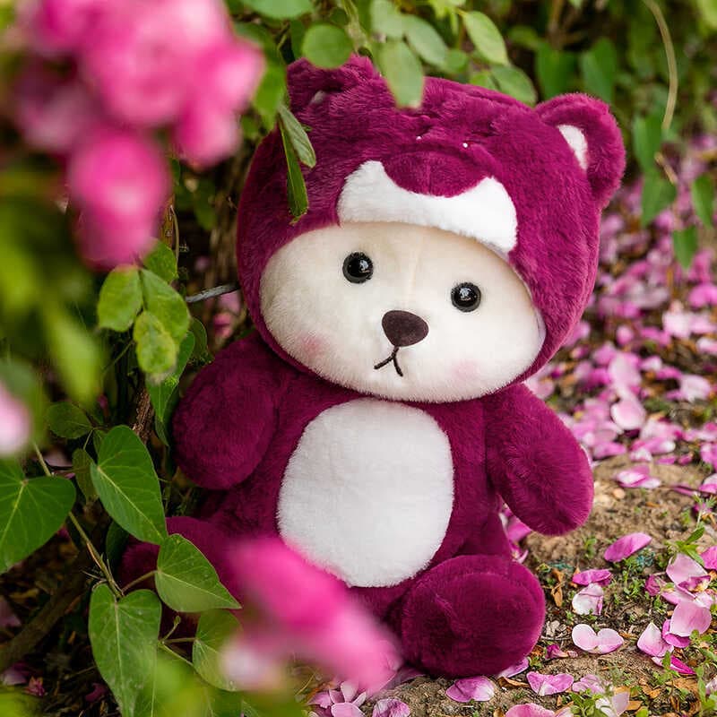 Transformação morango urso pele Lena abraço urso boneca urso de pelúcia brinquedo de pelúcia Ragdoll boneca menina