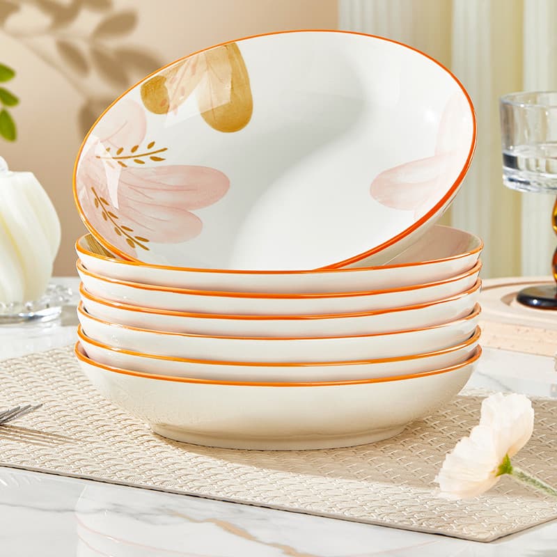 Prato de cerâmica prato doméstico tigela novo estilo 2026 Underglaze cor talheres de alto valor requintado prato de jant