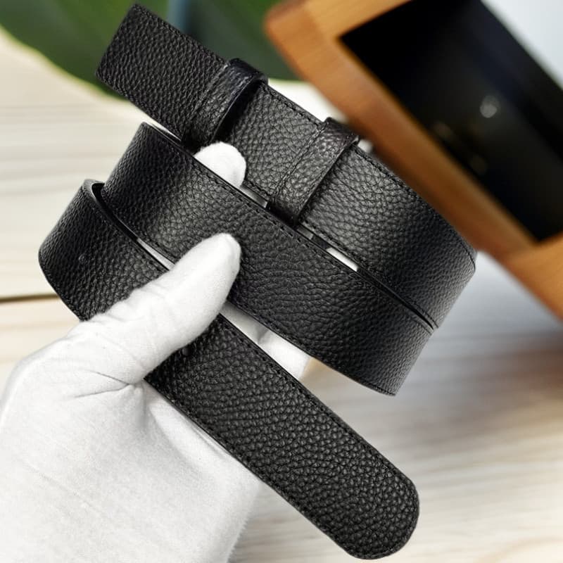 Cinto sem cabeça de couro de primeira camada, couro genuíno sem fivela, cinto perfurado masculino adequado para substitu