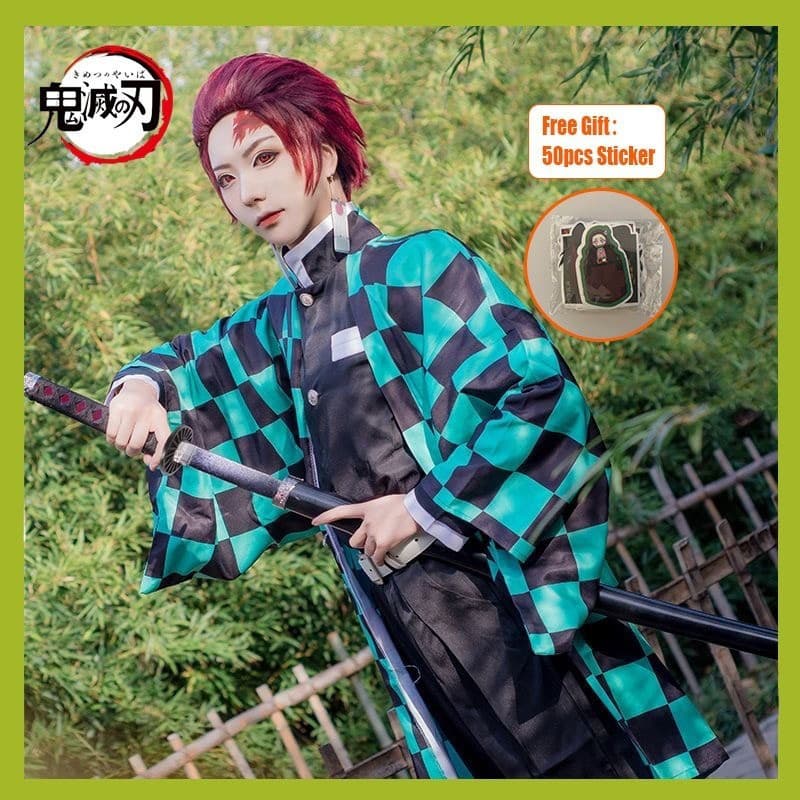 Fantasia De Tanjirou , Cosplay De Anime Demon Slayer , Kimetsu No Yaiba , Roupas Kochou 4UQC