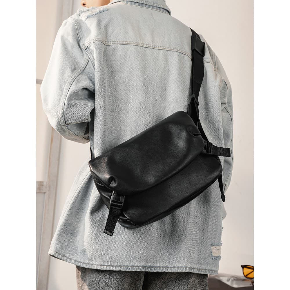 Novo estilo Street Wear masculino couro PU Casual estilo japonês bolsa de ombro