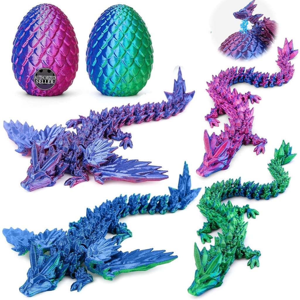 2 Peças de Dragão Impresso em 3D com Asas, Ovo de Páscoa Pré-cheio com Dragão Voador Dentro para Encher Cestas, Brinqued