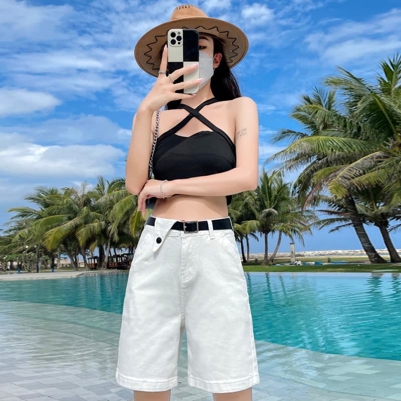 2026 primavera verão novo estilo feminino estiramento Casual calças de cinco pontos Jeans Shorts femininos