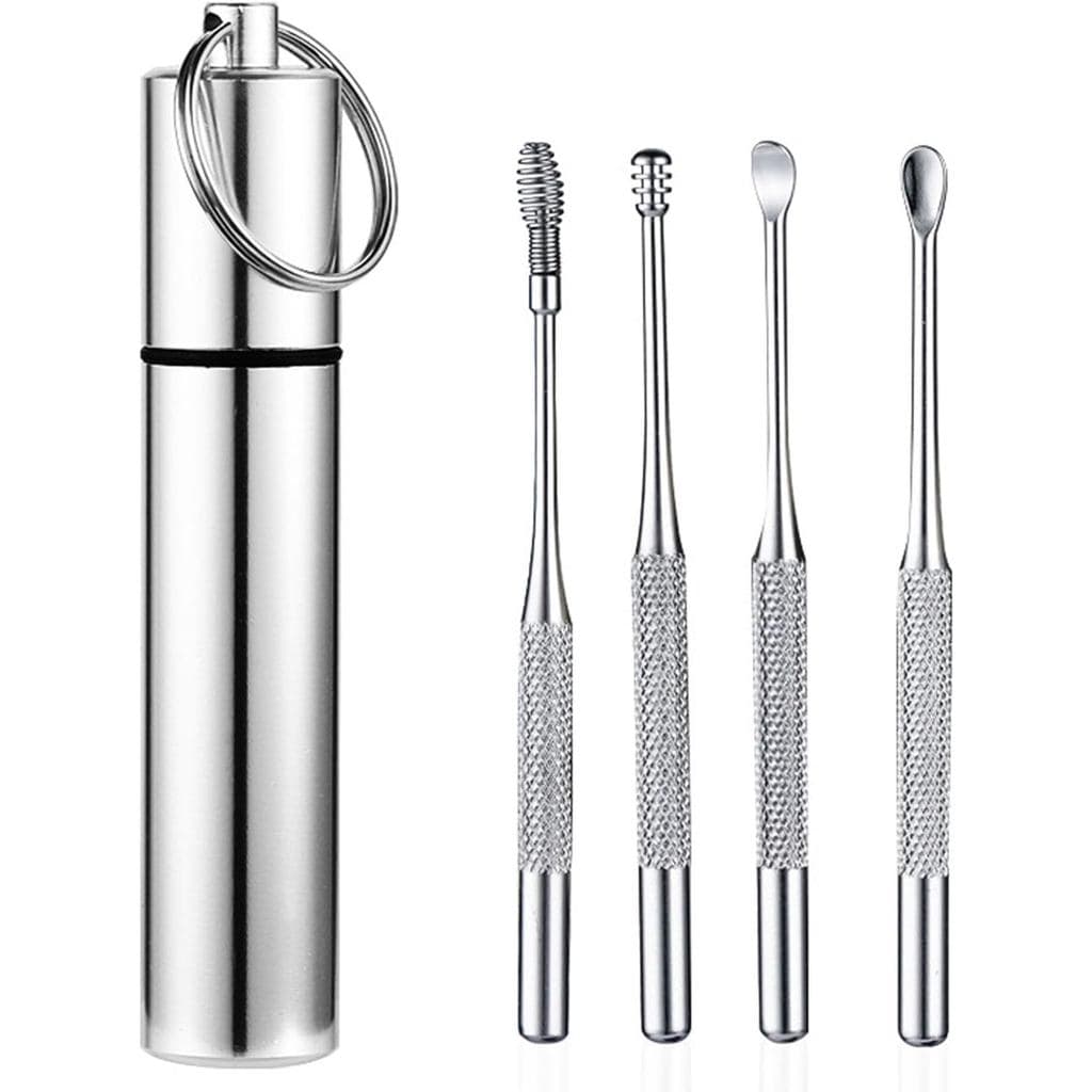 Kit Gratuito para Remoção de Cera de Ouvido Eagle, 4 Peças de Aço Inoxidável Reutilizáveis e Seguras, Ferramenta para Re